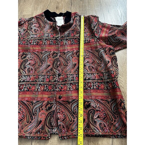 Coldwater Creek Woven Art-to-Wear Persian Floral Paisley Cultured Jacket 2X - Picture 4 of 5